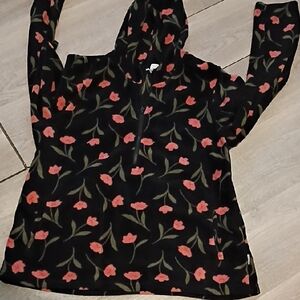 Floral Black and Pink Women's Hoodie